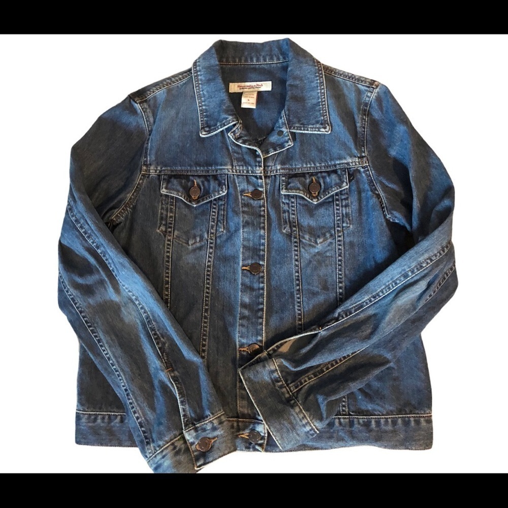 Abercrombie & Fitch Classic Trucker Jean Jacket Blue Sz. L Flap Button Pockets